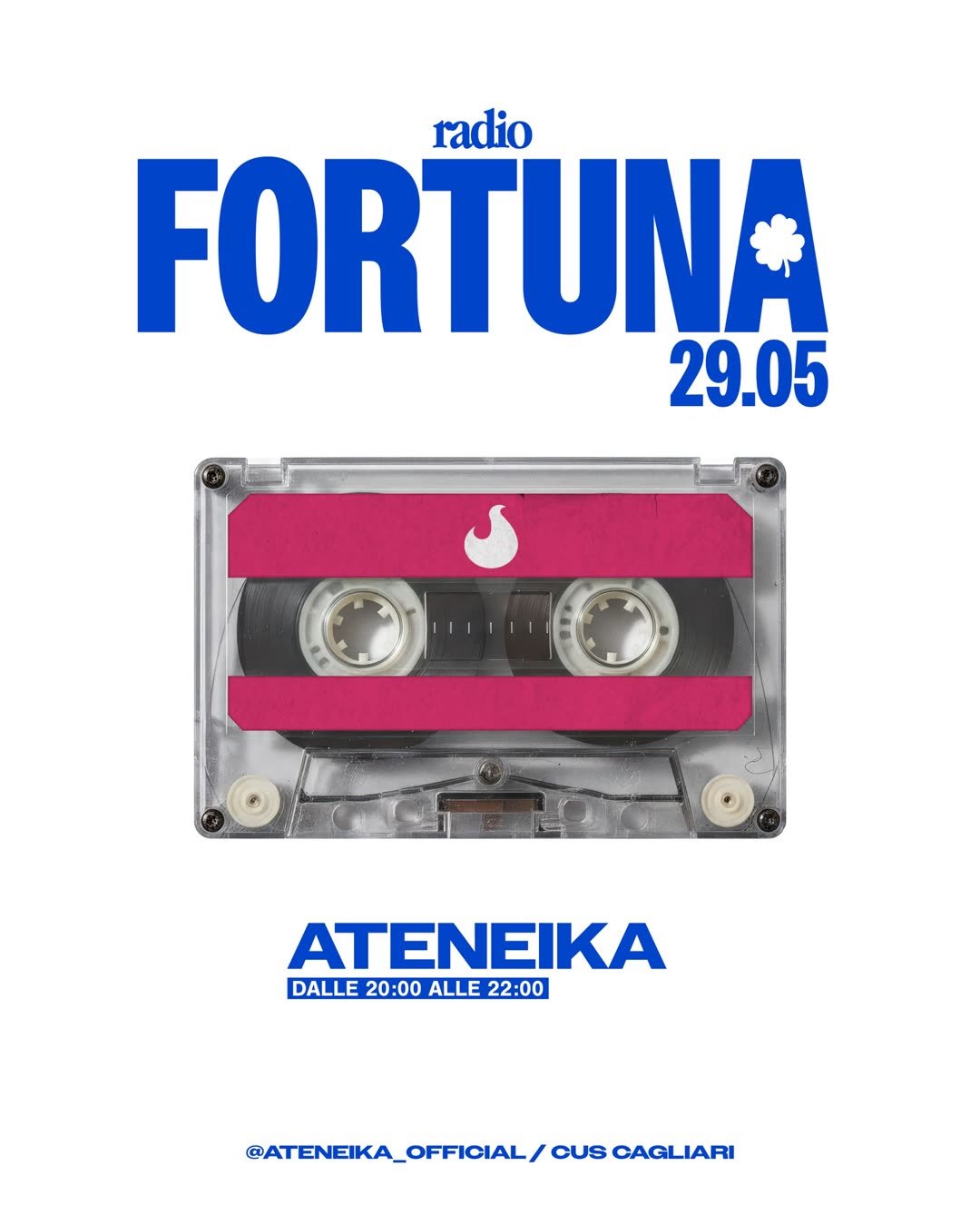 La locandina del 29 maggio: una musicassetta trasparente con due fasce di nastro adesivo rosa.