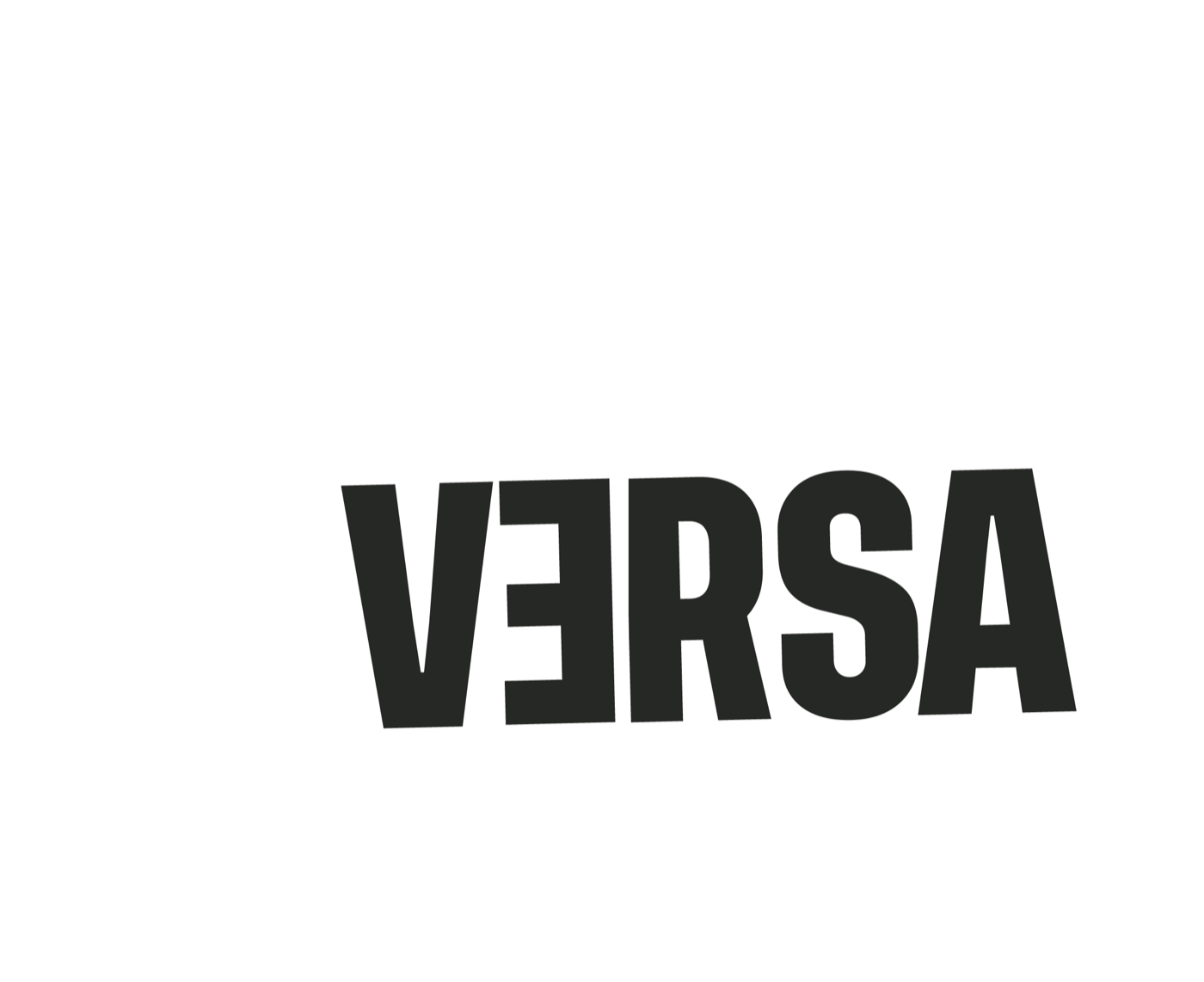 La sola parola VƎRSA con la E rovesciata, versione compatta del marchio.